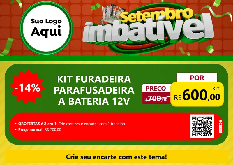 Modelo de Cartaz para Cartaz A4 Horizontal com o tema Setembro Imbatível para Maquinas e Ferramentas