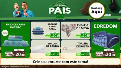 Modelo de TV para TV Horizontal com o tema Mês dos Pais para Cama, Mesa e Banho
