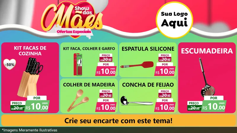 Modelo de TV para TV Horizontal com o tema Show das Mães - Ofertas Especiais para Utilidades Domésticas
