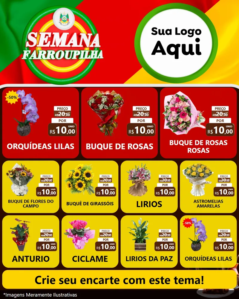 Modelo de Rede Social para Feed Instagram com o tema Semana Farroupilha para Floricultura e jardim