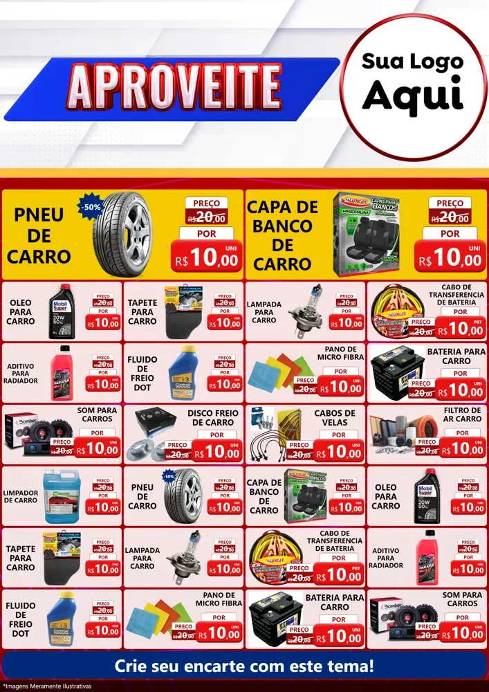 Modelo de Encarte para Encarte A4 Vertical com o tema Aproveite para Auto peças