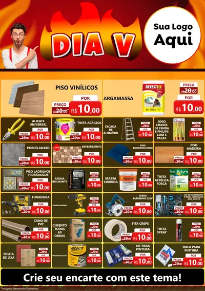 Modelo de Encarte para Encarte A4 Vertical com o tema Dia V para Material para Construção