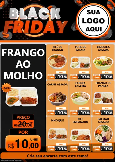Modelo de Encarte para Encarte A4 Vertical com o tema Black Friday para Restaurante