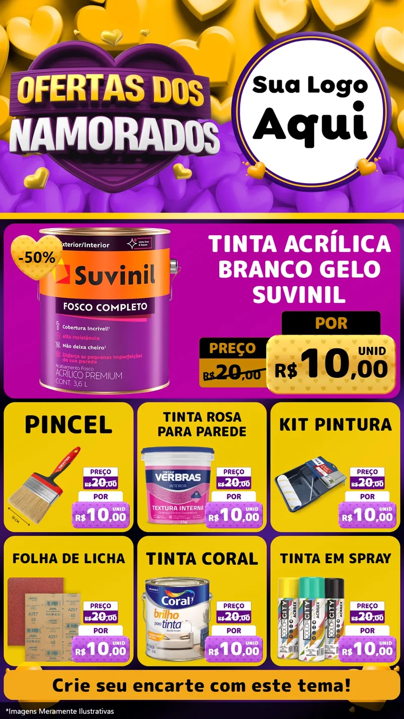 Modelo de Rede Social para Stories com o tema Oferta Dos Namorados para Tintas e Ferramentas