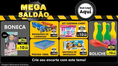 Modelo de TV para TV Horizontal com o tema Mega Saldão para Brinquedos