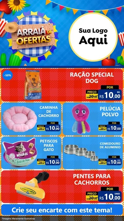 Modelo de TV para TV Vertical com o tema Arraiá de Ofertas para Pet Shop