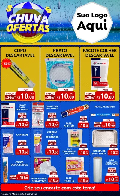 Modelo de Encarte para Encarte Grande com o tema Chuva de Ofertas para Embalagens