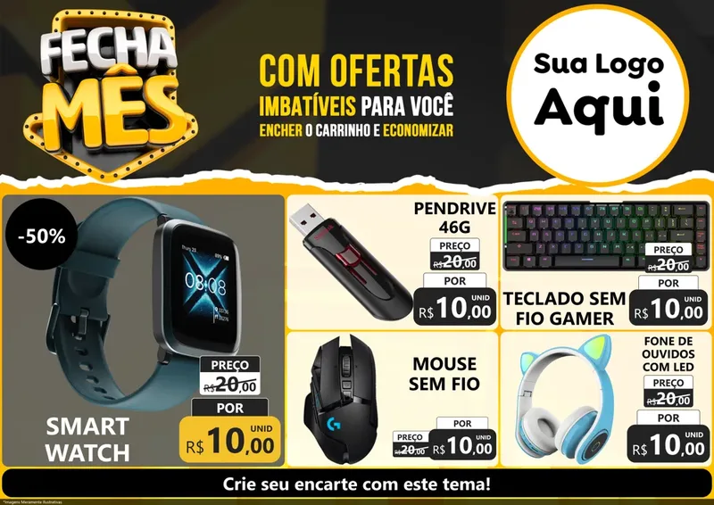 Modelo de Encarte para Encarte A4 Horizontal com o tema Fecha Mês para Informática