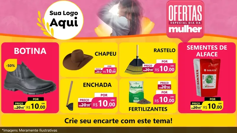 Modelo de TV para TV Horizontal com o tema Ofertas - Especial Dia Das Mulheres para Agropecuária