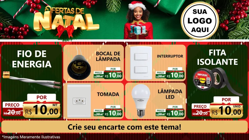 Modelo de TV para TV Horizontal com o tema Ofertas de Natal para Materiais Elétricos