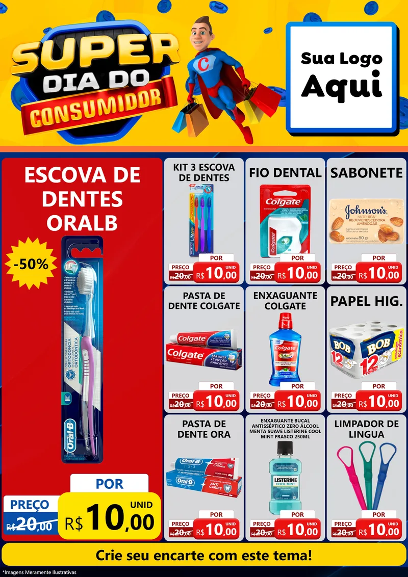 Modelo de Encarte para Encarte A4 Vertical com o tema Super Dia do Consumidor para Higiene Pessoal