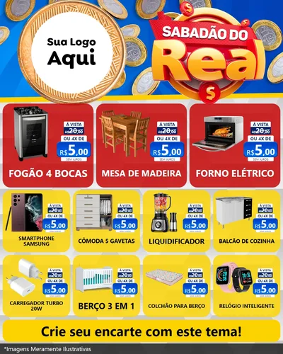 Modelo de Rede Social para Feed Instagram com o tema Sabadão do Real para Móveis e Eletro