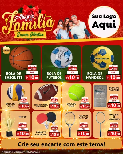 Modelo de Rede Social para Feed Instagram com o tema Alegria em Família Super Ofertas - Natal para Artigos Esportivos