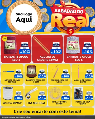 Modelo de Rede Social para Feed Instagram com o tema Sabadão do Real para Armarinho e Aviamentos