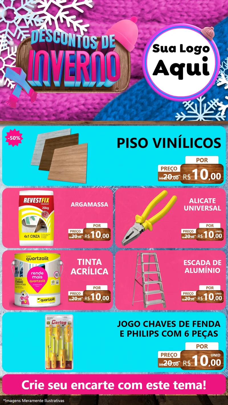 Modelo de TV para TV Vertical com o tema Descontos de Inverno para Material para Construção