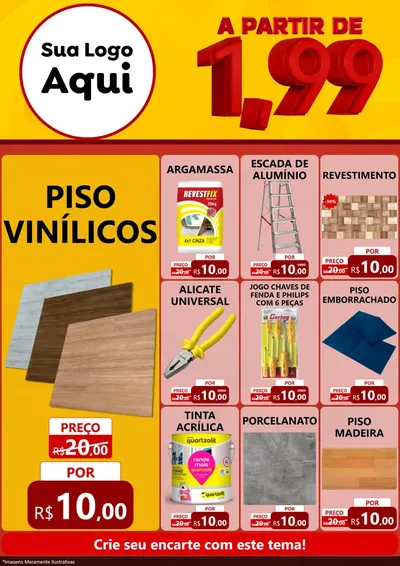 Modelo de Encarte para Encarte A4 Vertical com o tema A Partir de Um e Noventa e Nove - 1,99 para Material para Construção