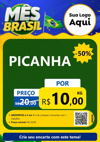 Modelo de Cartaz para Cartaz A4 Vertical com o tema Mês do Brasil para Açougue