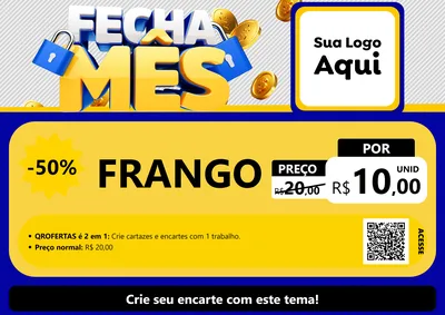 Modelo de Cartaz para Cartaz A4 Horizontal com o tema Fecha Mês para Assados