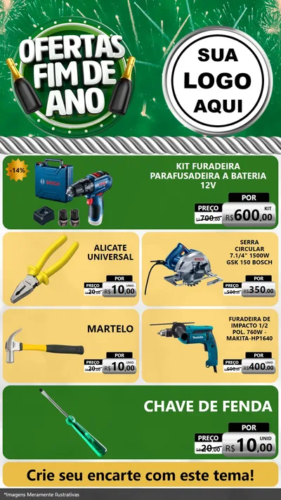Modelo de TV para TV Vertical com o tema Ofertas Fim de Ano para Maquinas e Ferramentas