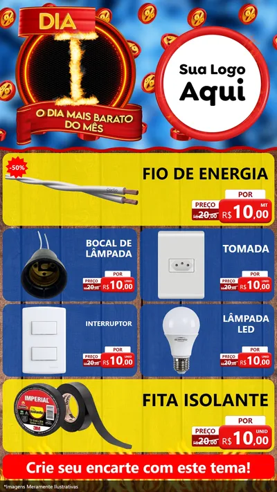 Modelo de TV para TV Vertical com o tema Dia I - O Dia Mais Barato Do Mês para Materiais Elétricos