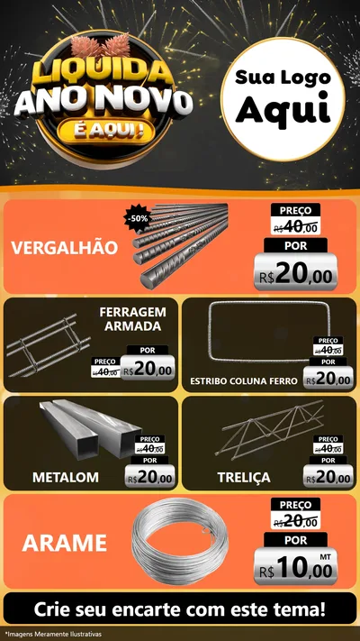 Modelo de TV para TV Vertical com o tema Liquida Ano Novo É Aqui! para Ferragens