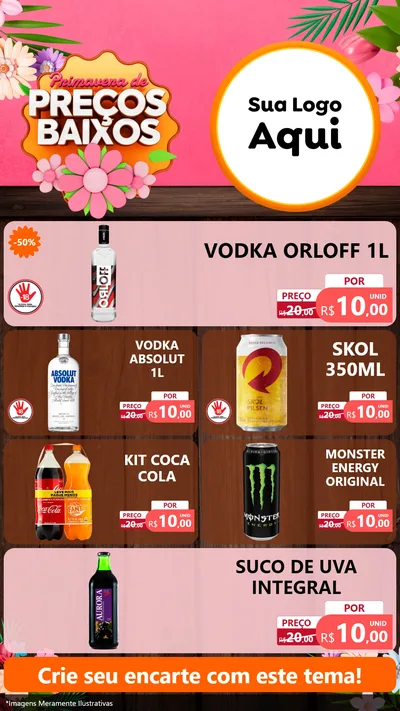 Modelo de TV para TV Vertical com o tema Primavera de Preços Baixos para Distribuidora de bebidas