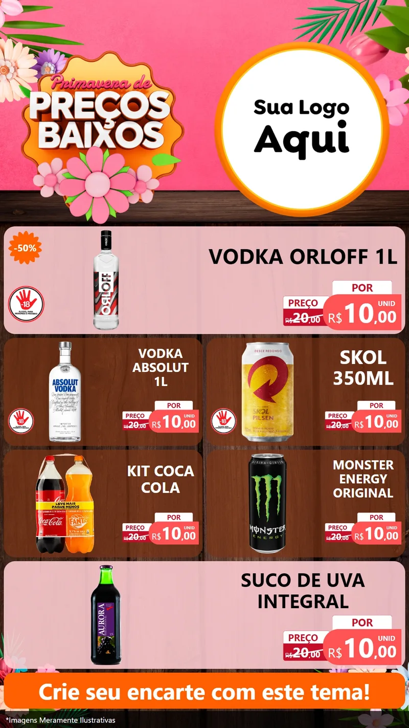 Modelo de TV para TV Vertical com o tema Primavera de Preços Baixos para Distribuidora de bebidas
