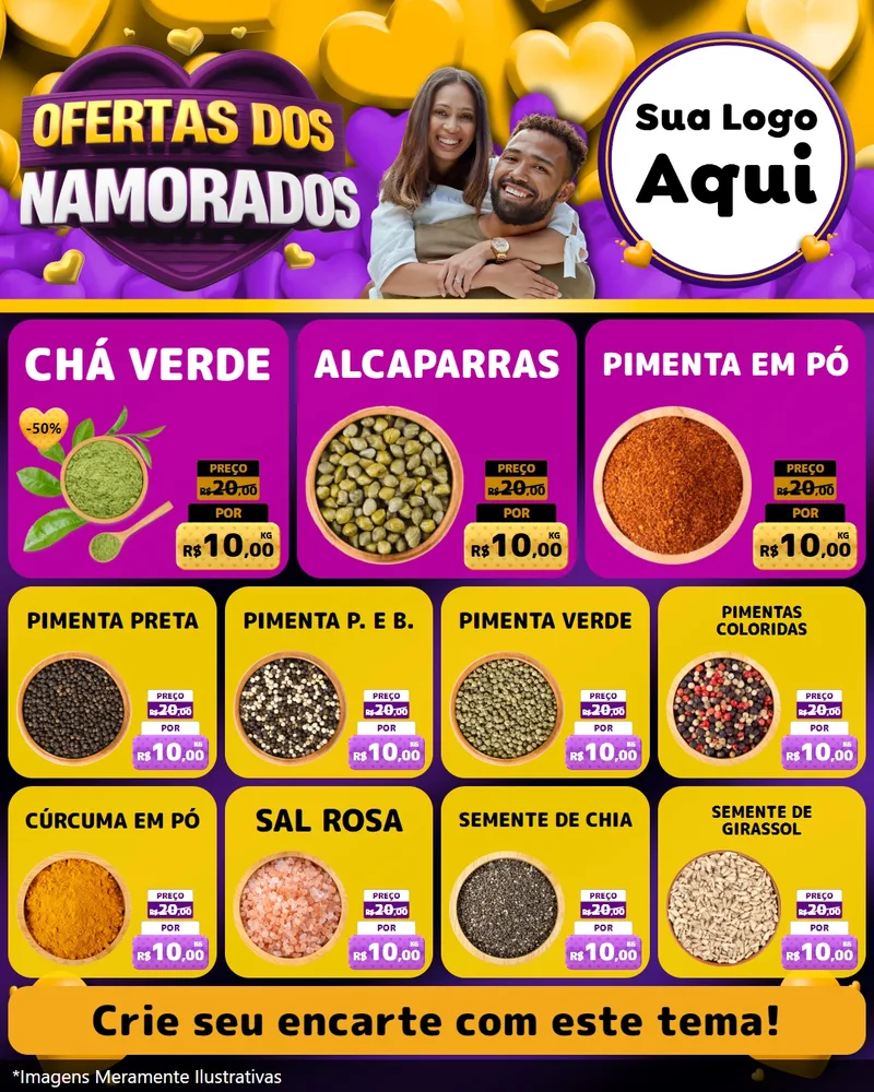 Modelo de Rede Social para Feed Instagram com o tema Oferta Dos Namorados para Produtos Naturais