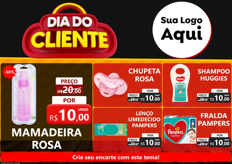 Modelo de Encarte para Encarte A4 Horizontal com o tema Dia do Cliente para Bebês