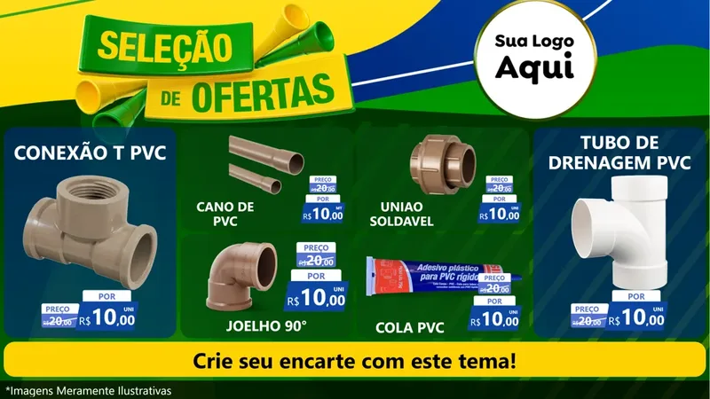 Modelo de TV para TV Horizontal com o tema Seleção de Ofertas - Copa para Tubos e conexões