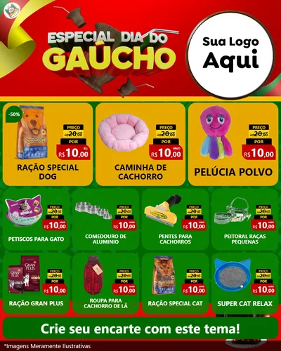 Modelo de Rede Social para Feed Instagram com o tema Especial Dia do Gaúcho para Pet Shop