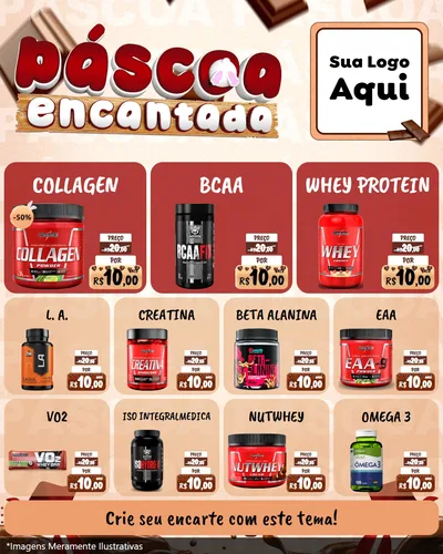 Modelo de Rede Social para Feed Instagram com o tema Páscoa Encantada para Suplementos alimentares
