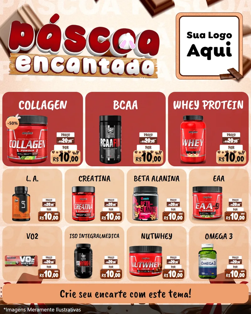 Modelo de Rede Social para Feed Instagram com o tema Páscoa Encantada para Suplementos alimentares