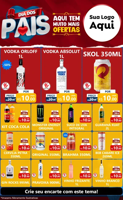 Modelo de Encarte para Encarte Grande com o tema Dia dos Pais para Distribuidora de bebidas