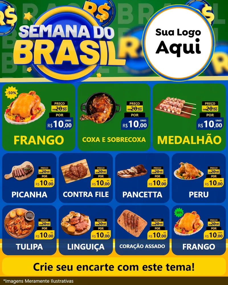 Modelo de Rede Social para Feed Instagram com o tema Semana Do Brasil para Assados