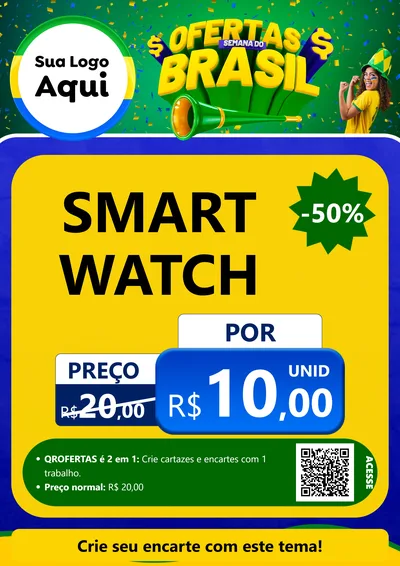 Modelo de Cartaz para Cartaz A4 Vertical com o tema Ofertas Semana do Brasil para Informática