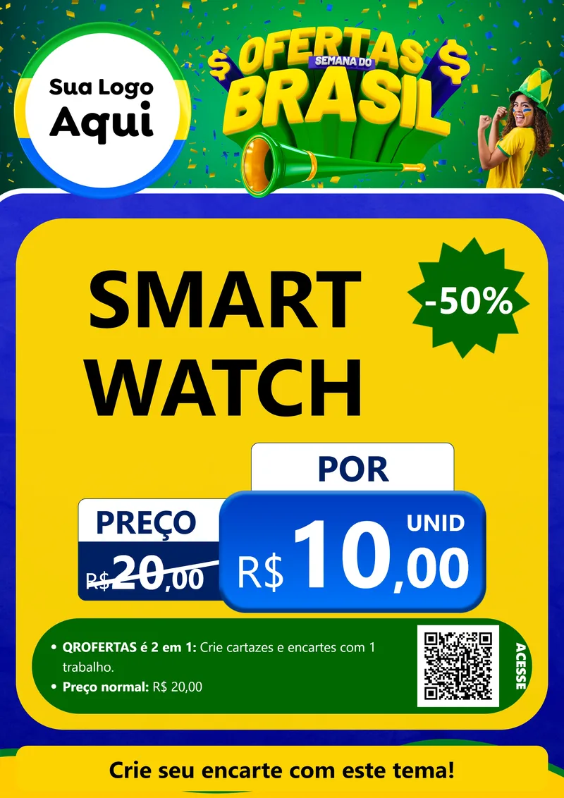 Modelo de Cartaz para Cartaz A4 Vertical com o tema Ofertas Semana do Brasil para Informática