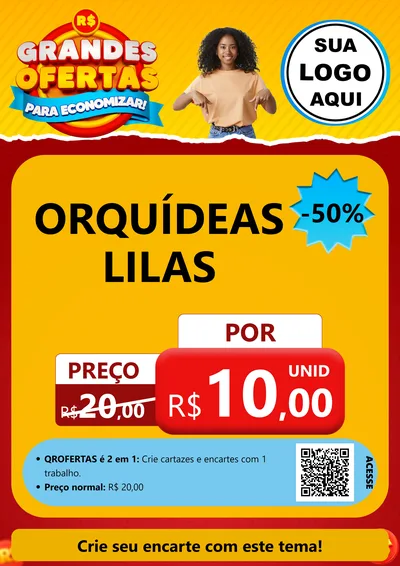 Modelo de Cartaz para Cartaz A4 Vertical com o tema Grandes Ofertas Para Economizar! para Floricultura e jardim