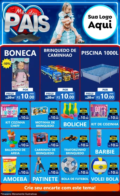 Modelo de Encarte para Encarte Grande com o tema Mês Dos Pais para Brinquedos