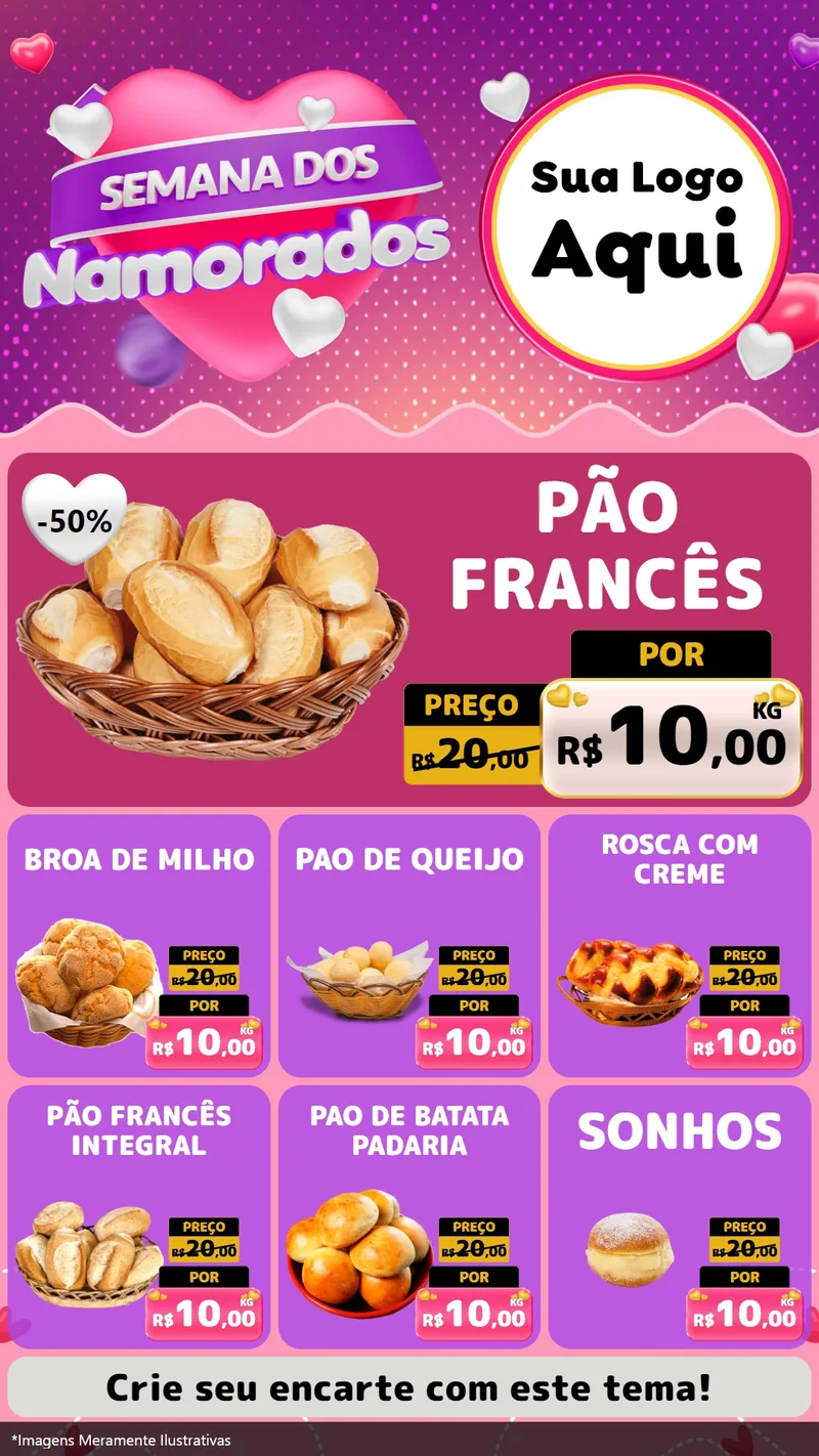 Modelo de Rede Social para Stories com o tema Semana dos Namorados para Padaria