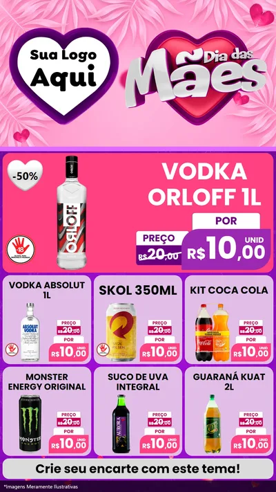 Modelo de Rede Social para Stories com o tema Dia das Mães para Distribuidora de bebidas