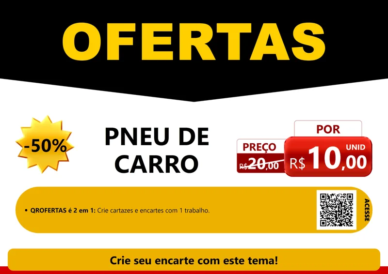 Modelo de Cartaz para Cartaz A4 Horizontal com o tema Ofertas Preto e Vermelho Cartaz para Auto peças