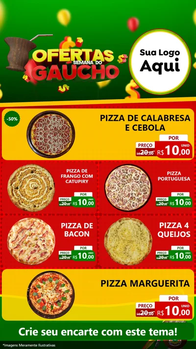 Modelo de TV para TV Vertical com o tema Ofertas Semana Do Gaúcho para Pizzaria