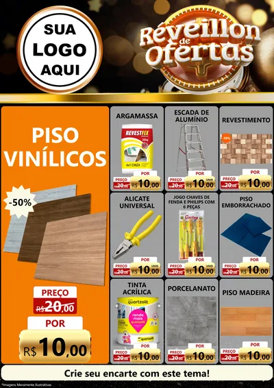 Modelo de Encarte para Encarte A4 Vertical com o tema Réveillon de Ofertas para Material para Construção