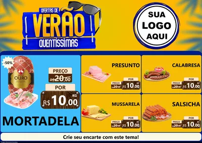 Modelo de Encarte para Encarte A4 Horizontal com o tema Ofertas de Verão Quentíssimas para Frios e Laticínios