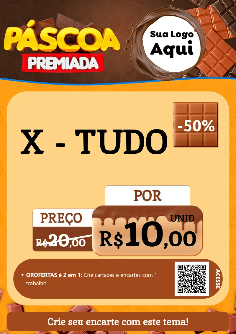 Modelo de Cartaz para Cartaz A4 Vertical com o tema Páscoa Premiada para Hamburgueria