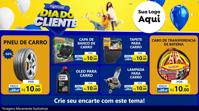 Modelo de TV para TV Horizontal com o tema Especial Dia do Cliente para Auto peças