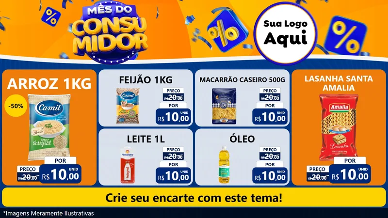 Modelo de TV para TV Horizontal com o tema Mês do Consumidor para Supermercado