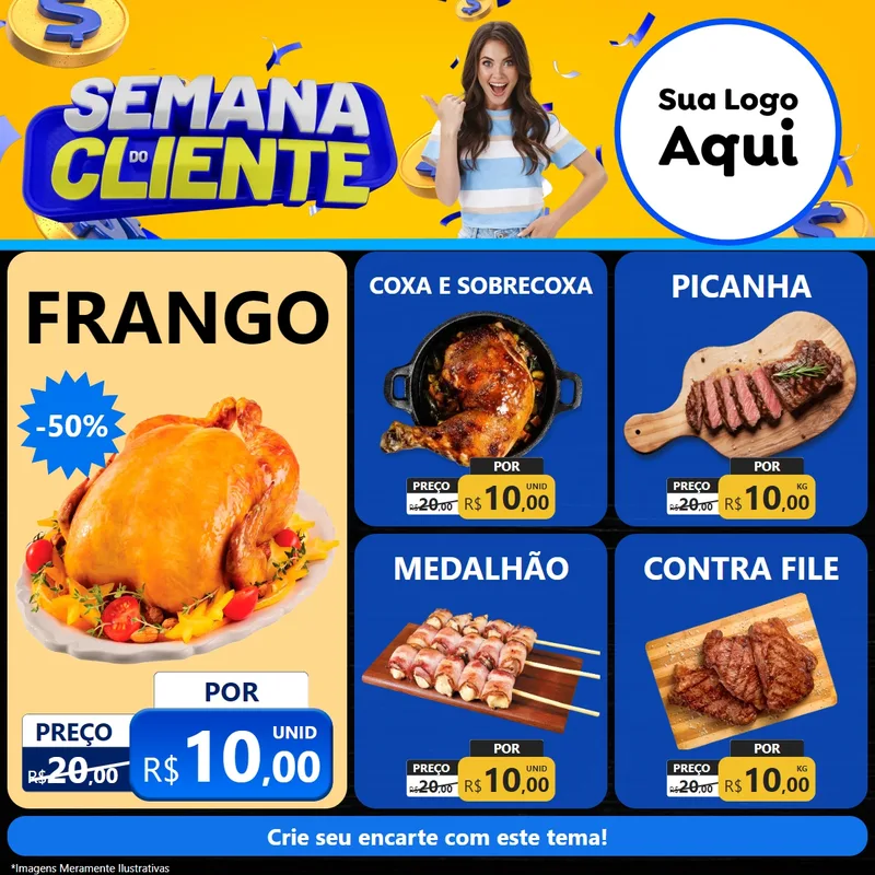 Modelo de Rede Social para Feed Facebook com o tema Semana do Cliente para Assados