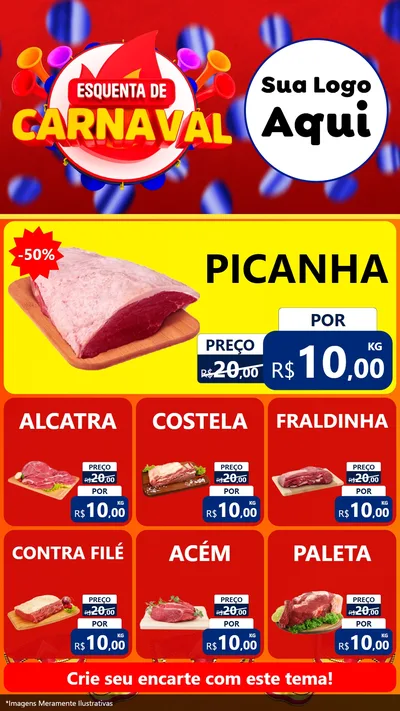 Modelo de Rede Social para Stories com o tema Esquenta de Carnaval para Açougue